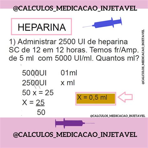 Heparina Calculo Medicacao Resolvido Material De Enfermagem Tecnico
