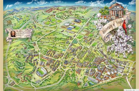 Campus Illustrated Map Of University Of Virginia Illustrated Map