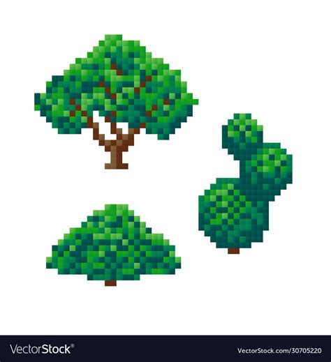 Set Pixel Bushes Pixel Art Royalty Free Vector Image