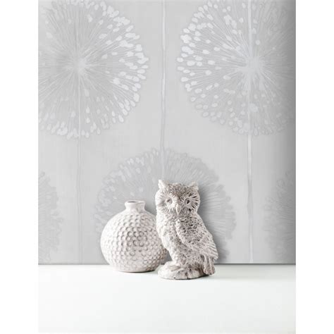 Dandelion Floral Wallpaper Soft Grey Silver Grey Dandelion Wallpaper