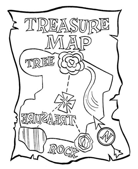 Little elephant with big eyes. Treasure Map With Rose Coloring Page : Kids Play Color ...