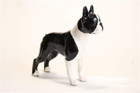Boston Terrier Dog Statue Figurine Handmade Of Ceramic Etsy