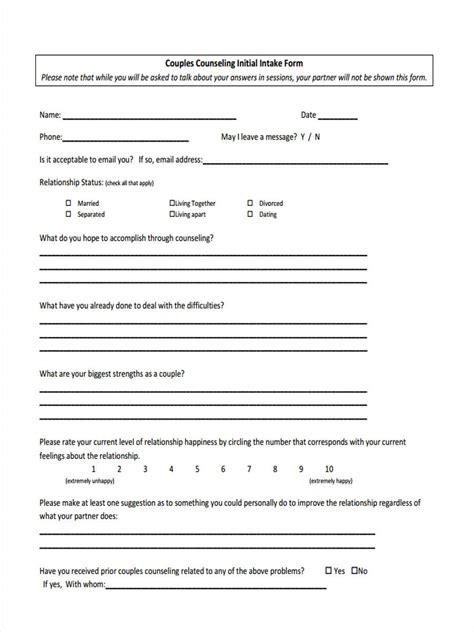 Free 9 Counseling Intake Forms In Pdf Ms Word
