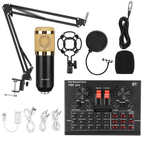 Upgrade V8X PRO Live Sound Card Condenser Microphone Bundle, BM800
