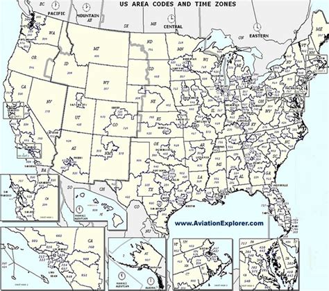 Printable Us Area Code Time Zone Map