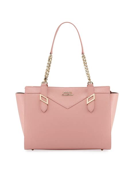 Versace Saffiano Leather Chain Shoulder Bag Pink In Pink Lyst