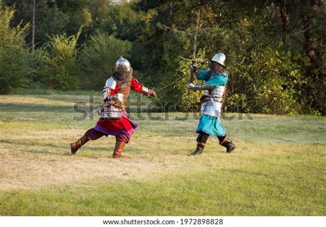 Medieval Knights Fight Sword Stock Photo 1972898828 Shutterstock