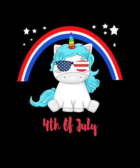 4th of July Unicorn Lover Red White Blue Flag Digital Art by Sourcing