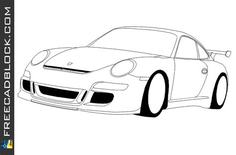 Porsche 911 Gt3 Dwg Drawing Free Download In Autocad 2d Format