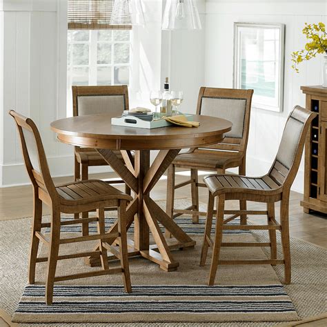Progressive Furniture Willow Dining 5 Piece Round Counter Height Table Set With Uph Counter