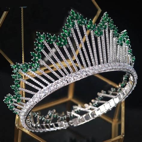 Emerald Green Crownsilver Crownprom Headwear Silver Crystal Diadem