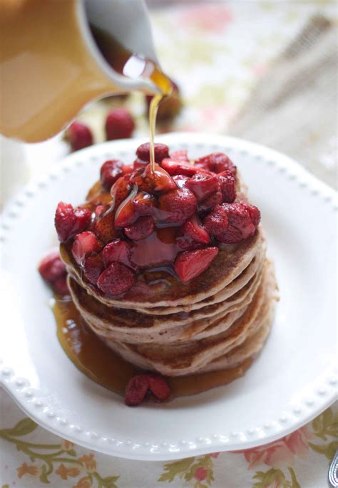 Roasted Strawberry Pancakes The Baker Chick