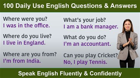 100 Most Common English Questions And Answers Daily Use English
