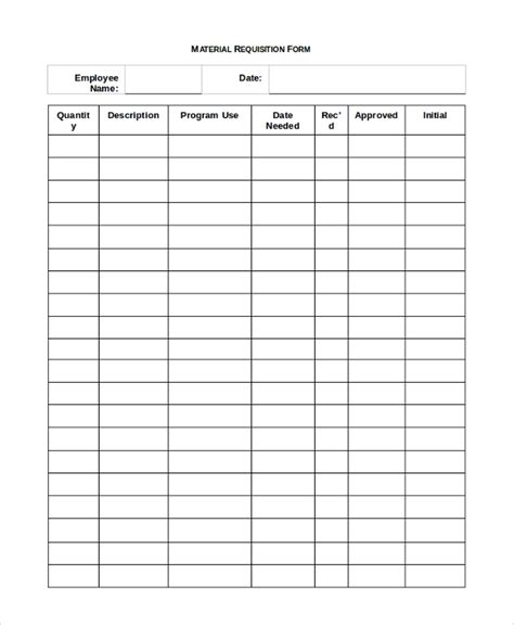 Sample Of Stationery Requisition Form The Document Template