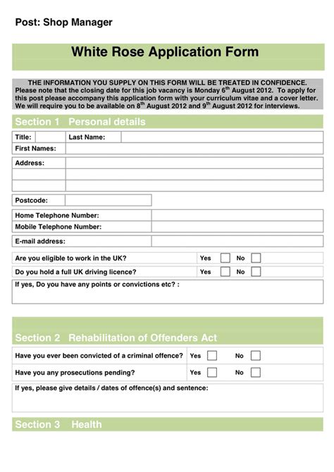 Job Application Form Template In Word And Pdf Formats