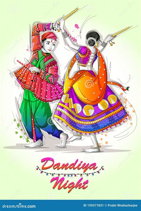 Indian Garba Dance Festival For Dandiya Disco Night Event On Navratri