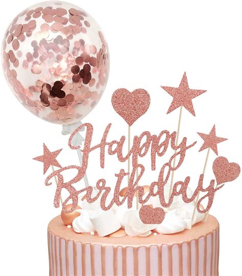 Buy Humairc Rose Gold Cake Toppers Happy Birthday Cake Toppers