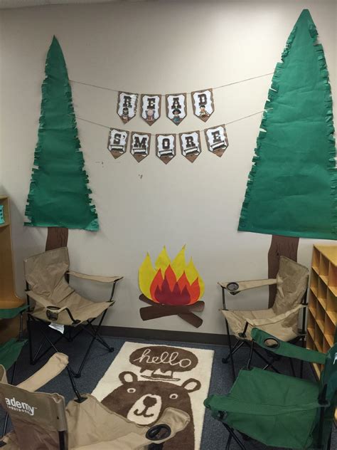 Preschool camping activities theme art. Camping themed classroom reading nook | Camping theme ...