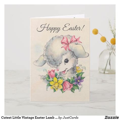 Cutest Little Vintage Easter Lamb Ever Holiday Card