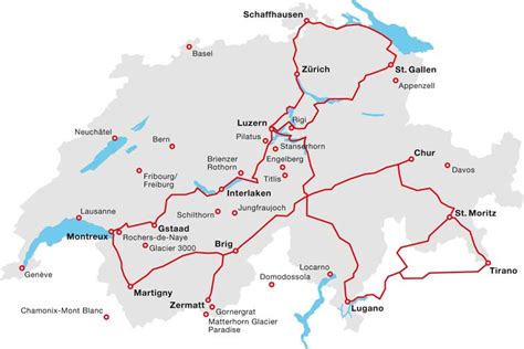 Switzerland Scenic Train Routes Map