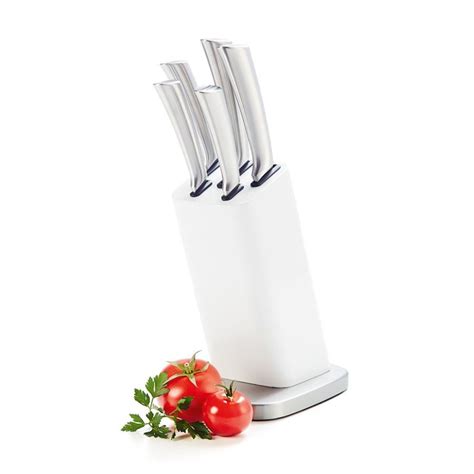 6pce White Knife Block Homemaker Knife Block Set Cookware Utensils