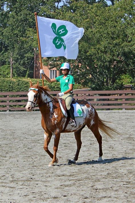 Holding The 4 H Flag Proudly At 4 H Equestrian Drill Team