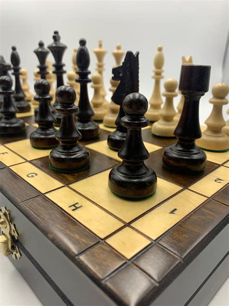 19 Wooden Chess Set Board Handmade Souvenir Chess Etsy