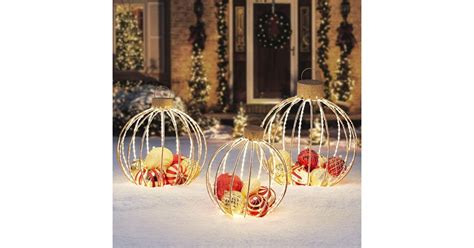 Led Christmas Holiday Lighted Twinkling 3pcs Oversize Ornaments Large