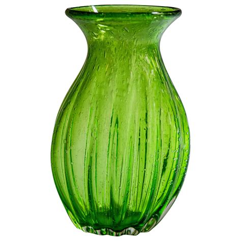 Vases Home Décor Mid Century Modern Green Bubble Glass Vase Or Pen Holder Vintage Glass Art Etna