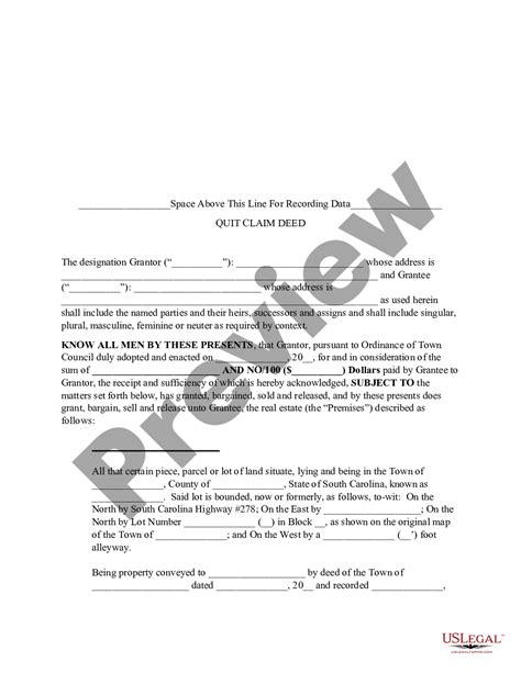 South Carolina Quit Claim Deed Quit Claim Deed Sc Us Legal Forms