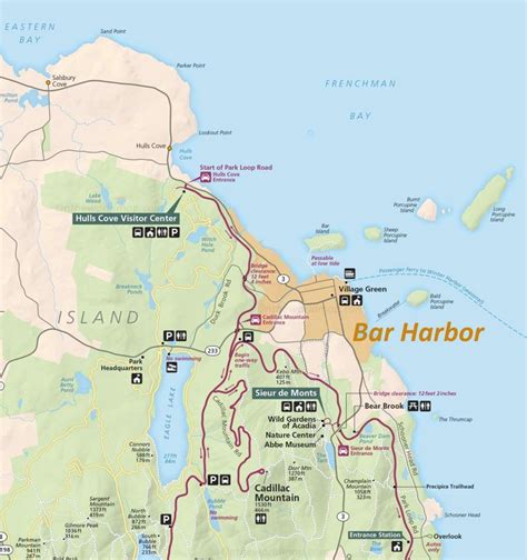 Tourist Map Of Surroundings Of Bar Harbor Ontheworldmap Com