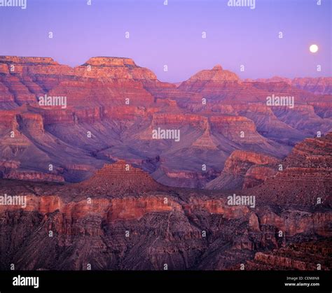 Full Moon Rising Over Grand Canyon View From South Kaibab Trail Below