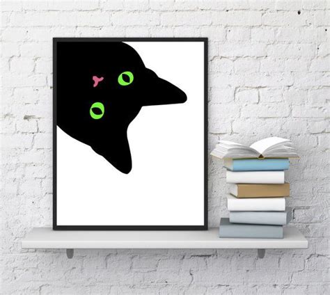 Black Cat Print Cat Wall Decor Cat Illustration Minimalist Print Kids