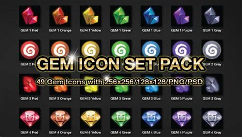 Gem Icon Set Pack Gamedev Market