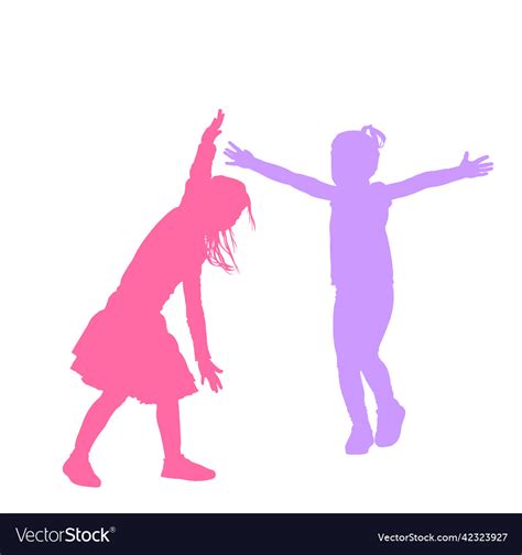Sister Girls Hugging Silhouette Royalty Free Vector Image