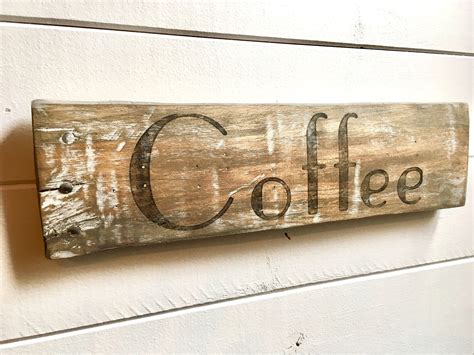 Coffee Sign Rustic Farmhouse Barnwood Style Wood Etsy Barn Wood