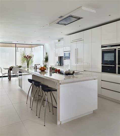 White Gloss Lacquer Roundhouse Bespoke Kitchen Island In Contemporary
