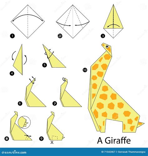Step By Step Instructions How To Make Origami A Giraffe Stock Vector