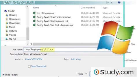 Saving An Excel Workbook File Formats And Options Lesson