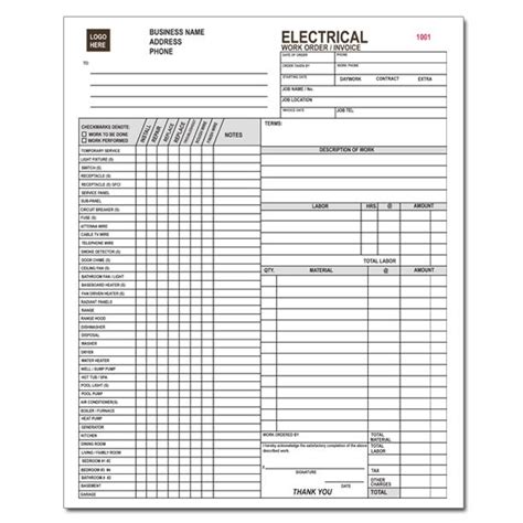 Electrical Contractor Invoice Custom Electrical Invoice Forms