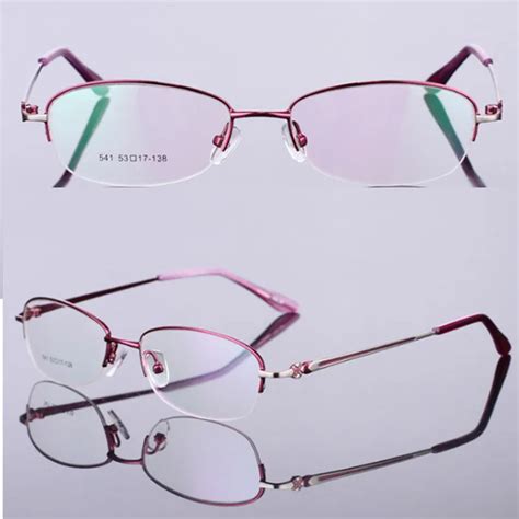 women finished myopia glasses lady nearsighted glasses metal half rim frame short sighted