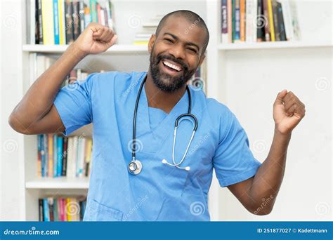 Cheering African American Mature Nurse Or Doctor Stock Image Image Of