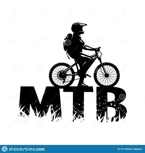 Silhouette Of A Cyclist On And The MTB Letters Vector Illustration Stock Vector Illustration