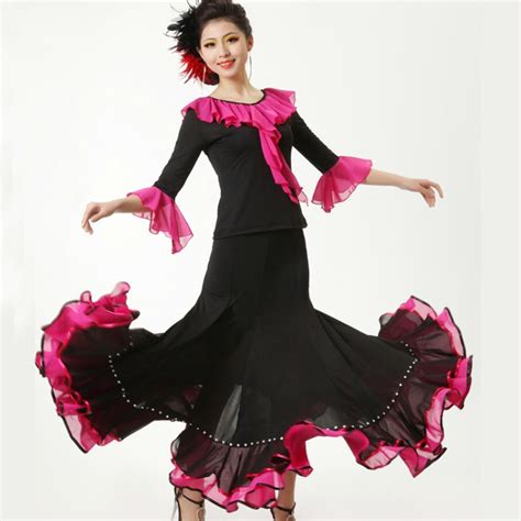 New Women Ladies Modern Ballroom Dance Topskirt Suit Flamenco Waltz Practice Ballroom Salsa