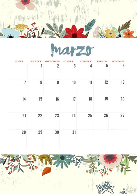 Calendario Marzo Imprimible Y Fondo Calendario Calendario De