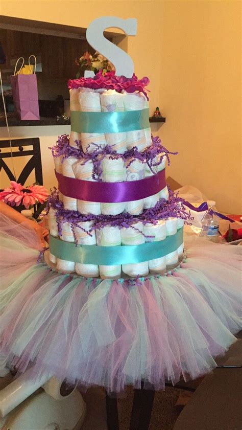 Browse from our wide selection of fully customizable shower invitations or create your own today! Teal purple baby shower girl shower diaper cake diaper ...