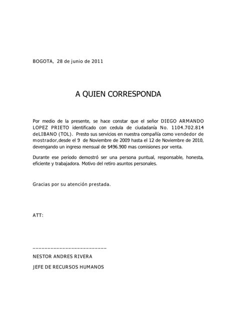 Carta de Recomendación Personal Laboral Cómo hacer una