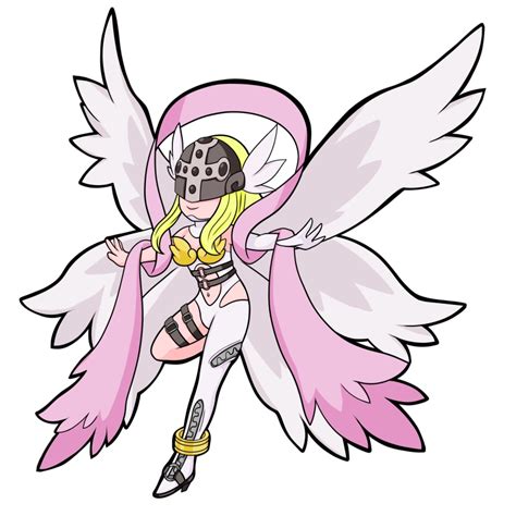 Angewomon Digimon Absurdres Highres Girl Angel Angel Girl Belt Mask Smile Solo Wings