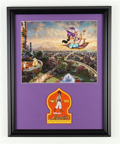 Thomas Kinkade Walt Disneys Aladdin 16x20 Custom Framed Print Display With Aladdin Patch