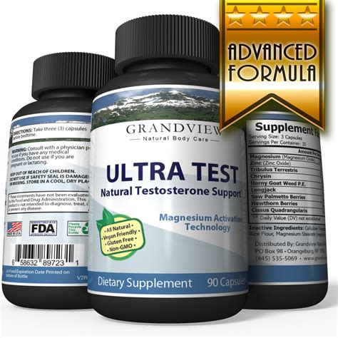 Natural Ultratest Testosterone Booster All Natural Drug Free Promotes Testosterone Production